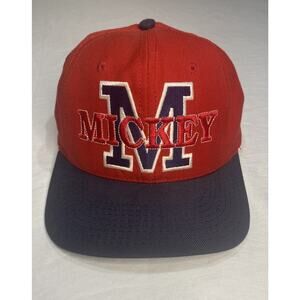 Vintage Mickey Mouse Disney Red SnapBack Hat 90s Goofy Hat